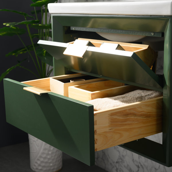 Everly Quinn Draven 24'' Wall Mounted Single Bathroom Vanity with